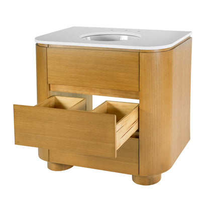 Butler Specialty Company - Genoa 36 in. W Rectangular Wood & Quartz 2 Drawer Single Sink Bathroom Vanity, Light Brown - 6271492 view 2