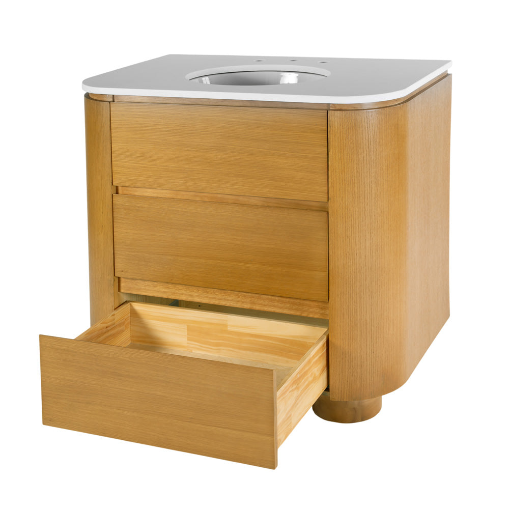 Butler Specialty Company - Genoa 36 in. W Rectangular Wood & Quartz 2 Drawer Single Sink Bathroom Vanity, Light Brown - 6271492 view 3