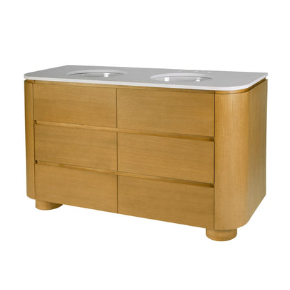 Butler Specialty Company - Genoa 60. in. W Rectangular Wood & Quartz 4 Drawer Double Sink Bathroom Vanity, Light Brown - 6273492 view 1