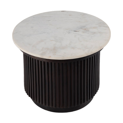 Butler Specialty Company - Georgia 22 in. W Round Wood and Marble Ribbed Side Table, Brown, White - 5823389 view 1