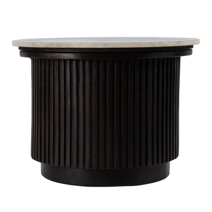 Butler Specialty Company - Georgia 22 in. W Round Wood and Marble Ribbed Side Table, Brown, White - 5823389 view 2