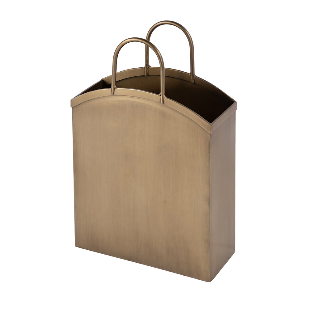 Butler Specialty Company - Gia 12 in. W Rectangular Metal Magazine Basket, Antique Gold - 5843025 View 1