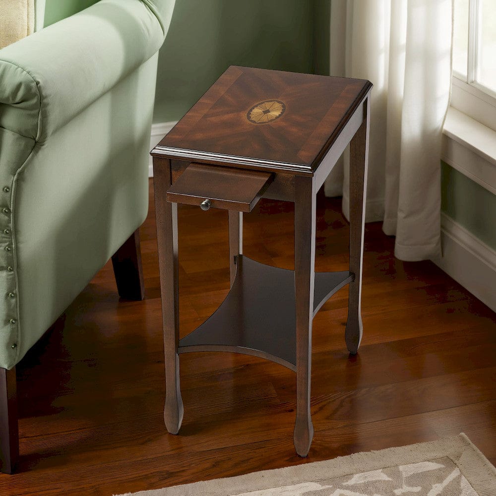 Butler Specialty Company - Gilbert 12 in. W Rectangular Wood End Table with Pull-Out Tray and Lower Shelf, Dark Brown - 4107024 view 3