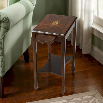 Butler Specialty Company - Gilbert 12 in. W Rectangular Wood End Table with Pull-Out Tray and Lower Shelf, Dark Brown - 4107024 view 3