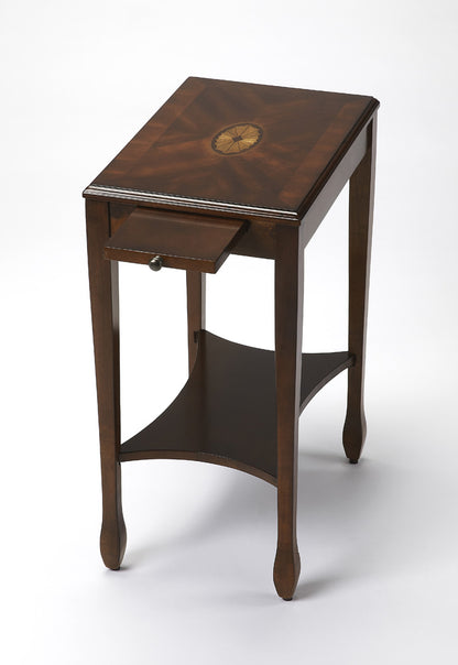 Butler Specialty Company - Gilbert 12 in. W Rectangular Wood End Table with Pull-Out Tray and Lower Shelf, Dark Brown - 4107024