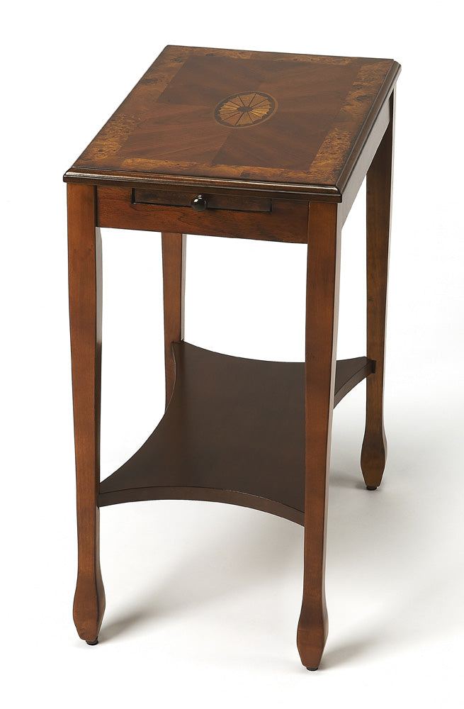 Butler Specialty Company - Gilbert 12 in. W Rectangular Wood End Table with Pull-Out Tray & Lower Shelf, Medium Brown - 4107101