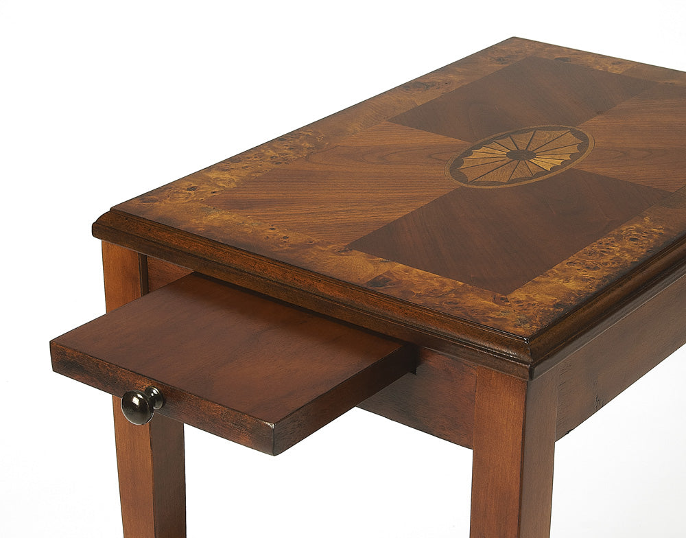 Butler Specialty Company - Gilbert 12 in. W Rectangular Wood End Table with Pull-Out Tray & Lower Shelf, Medium Brown - 4107101
