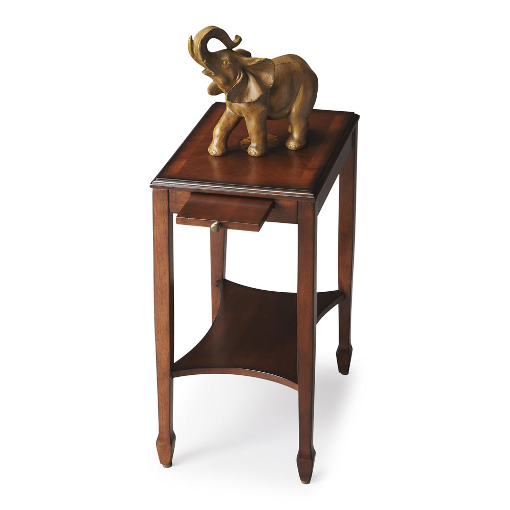 Butler Specialty Company - Gilbert 12 in. W Rectangular Wood End Table with Pull-Out Tray & Lower Shelf, Medium Brown - 4107101