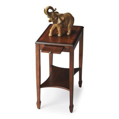 Butler Specialty Company - Gilbert 12 in. W Rectangular Wood End Table with Pull-Out Tray & Lower Shelf, Medium Brown - 4107101