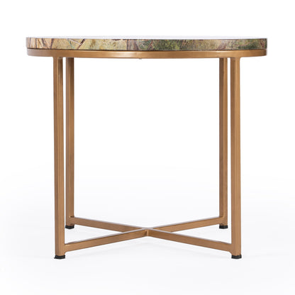 Butler Specialty Company - Giovanniya 19.75 in. W Round Marble & Metal Side Table, Gold - 5602226
