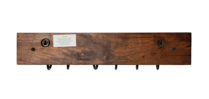 Butler Specialty Company - Hors D'oeuvres - Glendo 23.5 in. W Rectangular Iron & Wood 6 Hook Wall Coat Rack, Medium Brown - 3366016