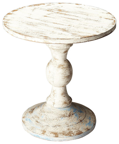 Butler Specialty Company - Artifacts - Grandma's Attic 23.5 in. W Round Solid Wood Pedestal Side Table, White - 3313290