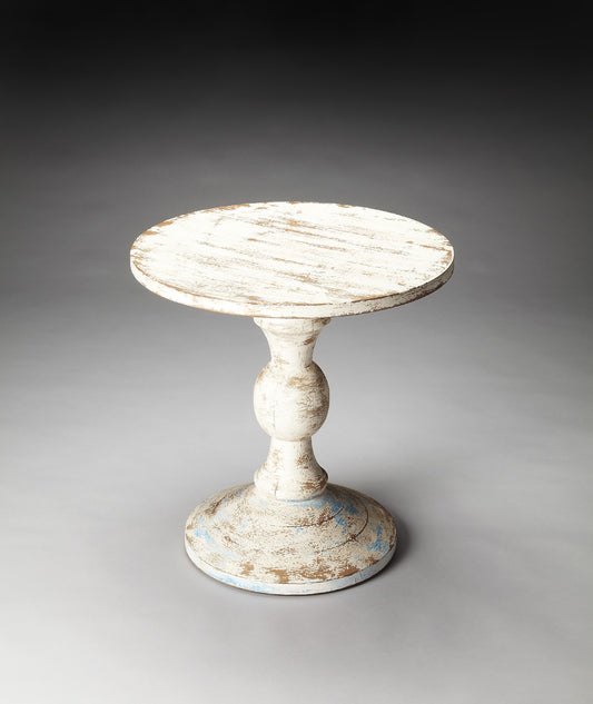 Butler Specialty Company - Artifacts - Grandma's Attic 23.5 in. W Round Solid Wood Pedestal Side Table, White - 3313290