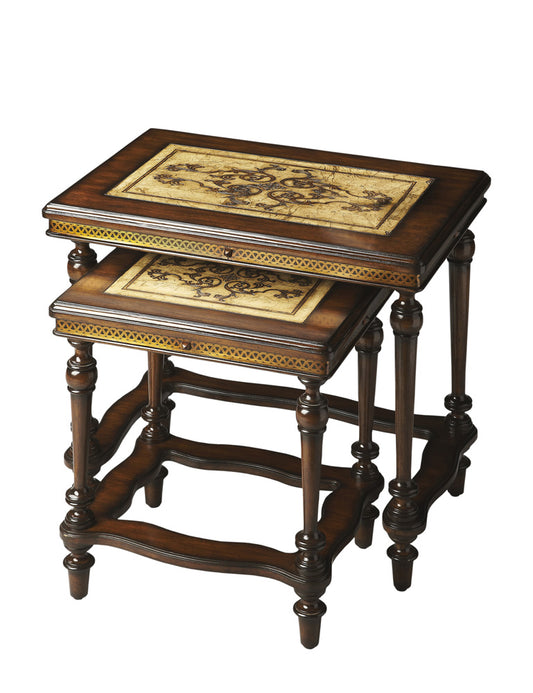Butler Specialty Company - Heritage - Gregorio Rectangular Set of 2 Stone & Wood Nesting Tables, Multi-Color - 2290070