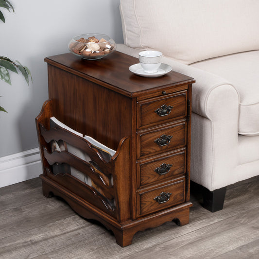 Butler Specialty Company - Gregory 14.5 in. W Rectangular Wood Enclosed Storage Side Table with Magazine Holder, Medium Brown - 7038001