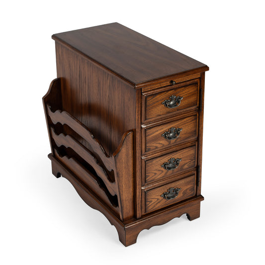 Butler Specialty Company - Gregory 14.5 in. W Rectangular Wood Enclosed Storage Side Table with Magazine Holder, Medium Brown - 7038001