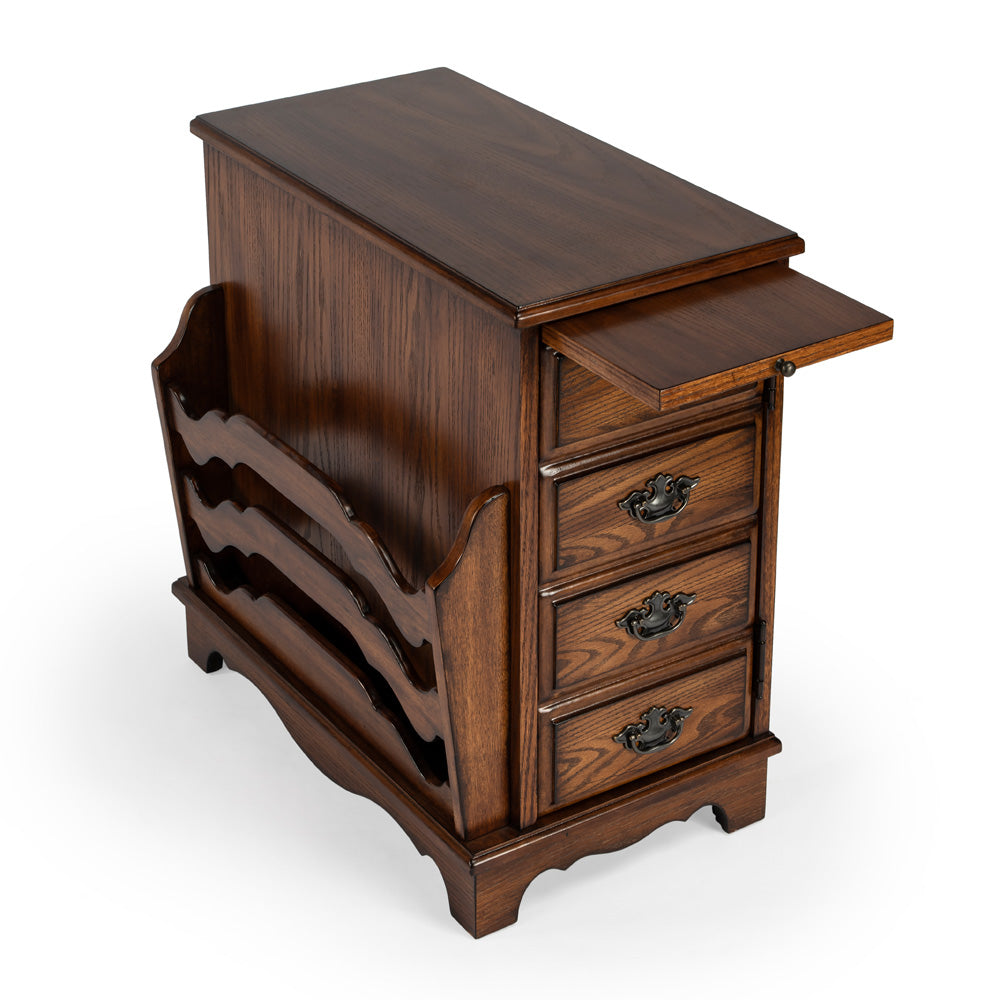 Butler Specialty Company - Gregory 14.5 in. W Rectangular Wood Enclosed Storage Side Table with Magazine Holder, Medium Brown - 7038001