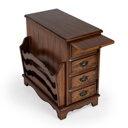 Butler Specialty Company - Gregory 14.5 in. W Rectangular Wood Enclosed Storage Side Table with Magazine Holder, Medium Brown - 7038001