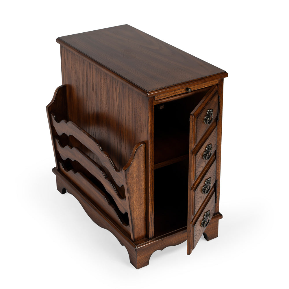 Butler Specialty Company - Gregory 14.5 in. W Rectangular Wood Enclosed Storage Side Table with Magazine Holder, Medium Brown - 7038001