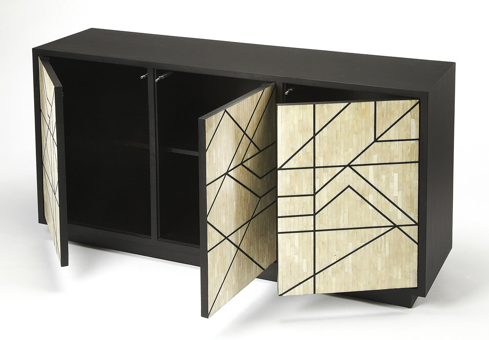 Butler Specialty Company - Greta 59 in. W Rectangular Bone Inlay & Wood Sideboard with 3 Doors and 3 Interior Shelves, Multi-Color - 5248318