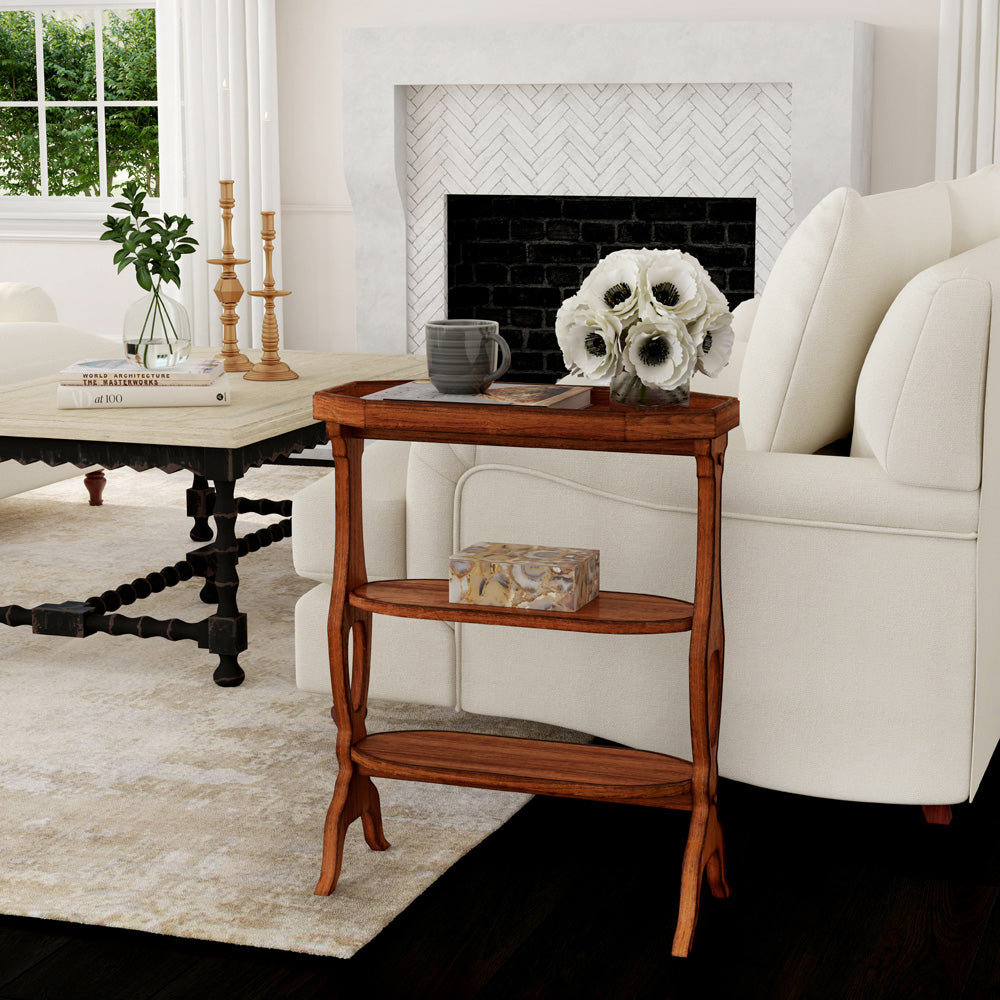 Butler Specialty Company - Hadley 22 in. W Octagonal Wood 3 Tier Side Table, Medium Brown - 2330101