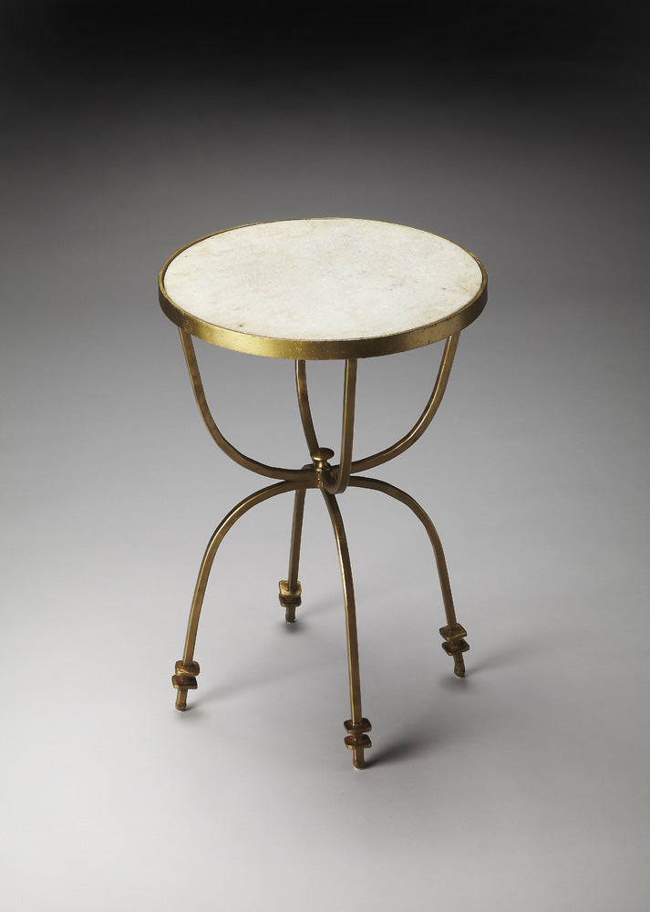 Butler Specialty Company - Hager 16 in. W Round Marble & Metal Side Table, Multi-Color - 2877025