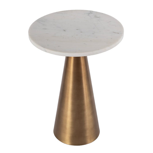 Butler Specialty Company - Hallie 15 in. W Round Marble and Metal Side Table, Antique Gold - 5840226 View 1