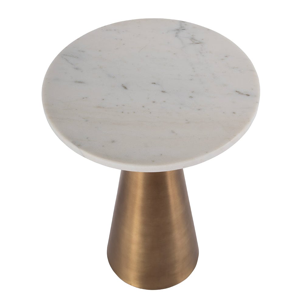 Butler Specialty Company - Hallie 15 in. W Round Marble and Metal Side Table, Antique Gold - 5840226 View 2