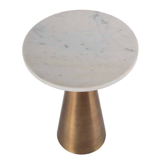 Butler Specialty Company - Hallie 15 in. W Round Marble and Metal Side Table, Antique Gold - 5840226 View 2