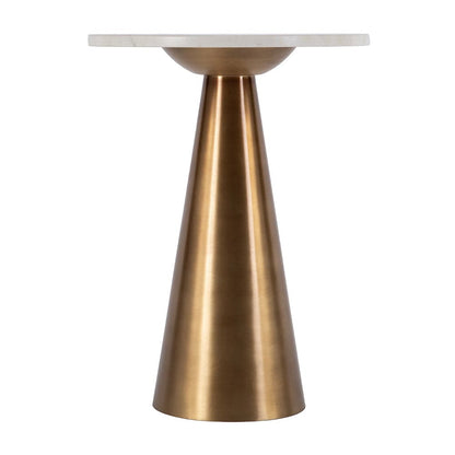 Butler Specialty Company - Hallie 15 in. W Round Marble and Metal Side Table, Antique Gold - 5840226 View 3