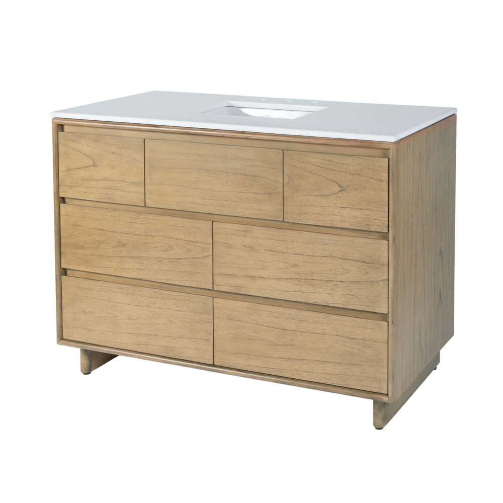 Butler Specialty Company - Halmstad 48 in. W Rectangular Wood Single Sink 6 Drawer Vanity Set, Light Brown - 6268488 view 1