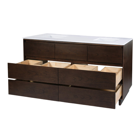 Butler Specialty Company - Halmstad 72 in. W Rectangular Wood Double Sink 5 Drawer Vanity Set, Brown - 6270497 view 2