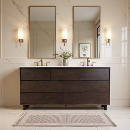 Butler Specialty Company - Halmstad 72 in. W Rectangular Wood Double Sink 5 Drawer Vanity Set, Brown - 6270497 view 4