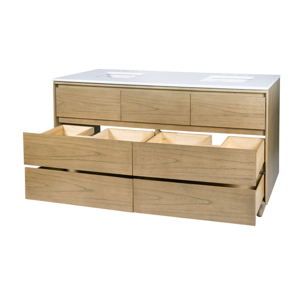 Butler Specialty Company - Halmstad 72 in. W Rectangular Wood Double Sink 5 Drawer Vanity Set, Light Brown - 6270488 view 2