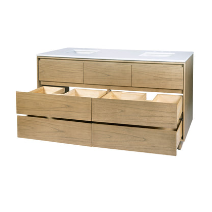 Butler Specialty Company - Halmstad 72 in. W Rectangular Wood Double Sink 5 Drawer Vanity Set, Light Brown - 6270488 view 2