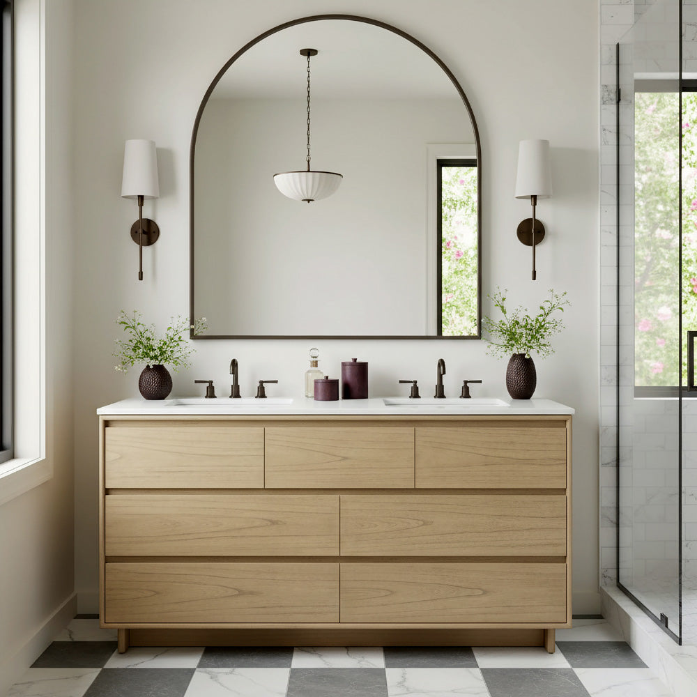 Butler Specialty Company - Halmstad 72 in. W Rectangular Wood Double Sink 5 Drawer Vanity Set, Light Brown - 6270488 view 4