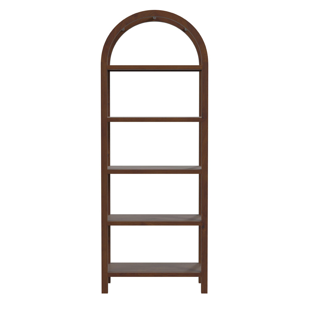 Butler Specialty Company - Hanover 80 in. H x 30 in. W Wood Arched 5 Tier Etagere Bookcase, Medium Brown - 5545188
