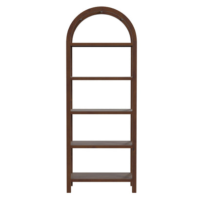 Butler Specialty Company - Hanover 80 in. H x 30 in. W Wood Arched 5 Tier Etagere Bookcase, Medium Brown - 5545188