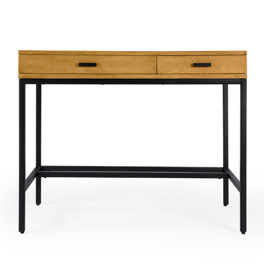 Butler Specialty Company - Hans 38 in. W Rectangular Wood & Metal 2 Drawer Writing Desk, Light Brown - 5553419_CLOSEOUT