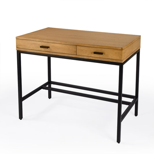 Butler Specialty Company - Hans 38 in. W Rectangular Wood & Metal 2 Drawer Writing Desk, Light Brown - 5553419_CLOSEOUT