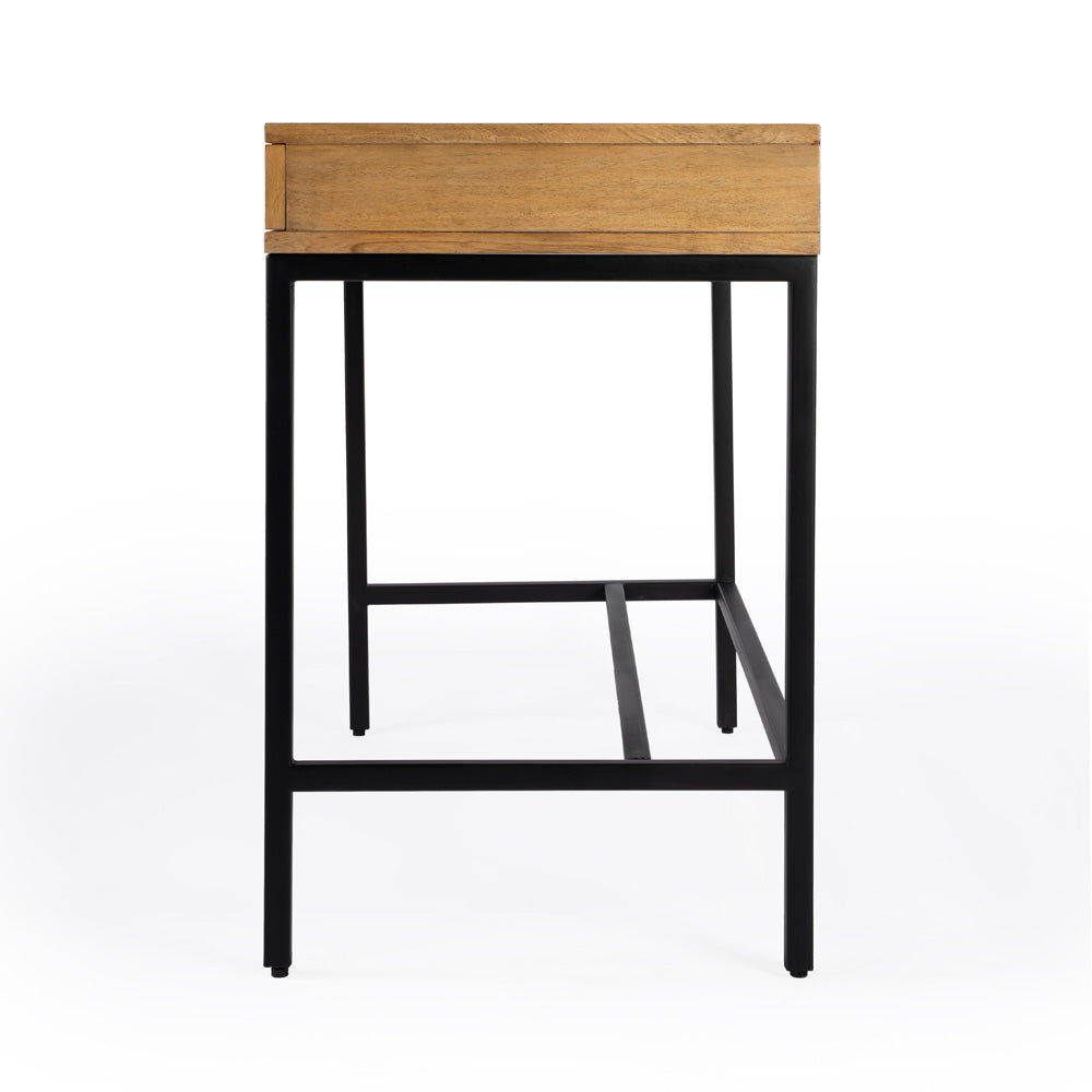 Butler Specialty Company - Hans 38 in. W Rectangular Wood & Metal 2 Drawer Writing Desk, Light Brown - 5553419_CLOSEOUT