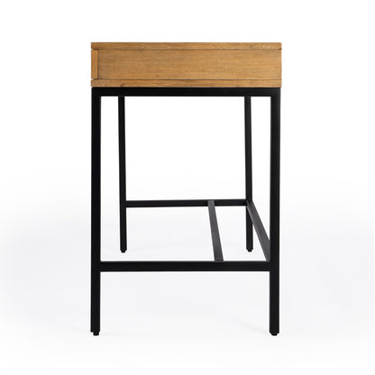 Butler Specialty Company - Hans 38 in. W Rectangular Wood & Metal 2 Drawer Writing Desk, Light Brown - 5553419_CLOSEOUT