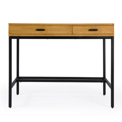 Butler Specialty Company - Hans 38 in. W Rectangular Wood & Metal 2 Drawer Writing Desk, Light Brown - 5553419_CLOSEOUT