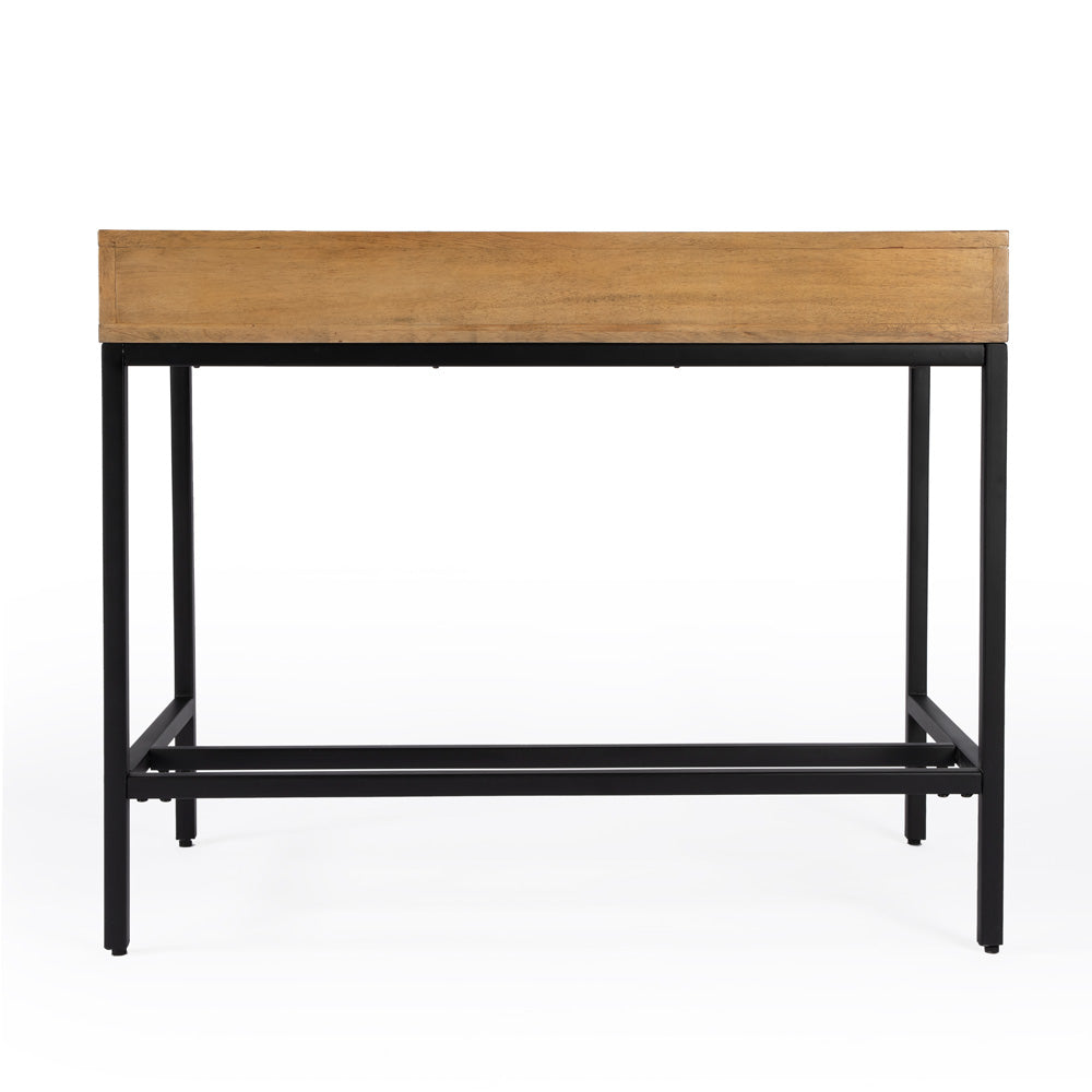 Butler Specialty Company - Hans 38 in. W Rectangular Wood & Metal 2 Drawer Writing Desk, Light Brown - 5553419_CLOSEOUT