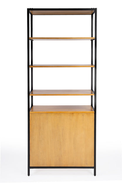 Butler Specialty Company - Hans 84.25 in. H x 35.25 in. W Wood & Metal Etagere Bookcase with Open Shelving, Light Brown - 5554419_CLOSEOUT