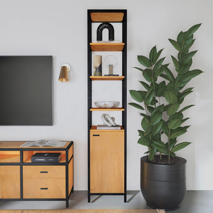 Butler Specialty Company - Hans 84.25 in. H x 17 in. W Wood & Metal Narrow Open Shelving Etagere Bookcase, Light Brown - 5556419