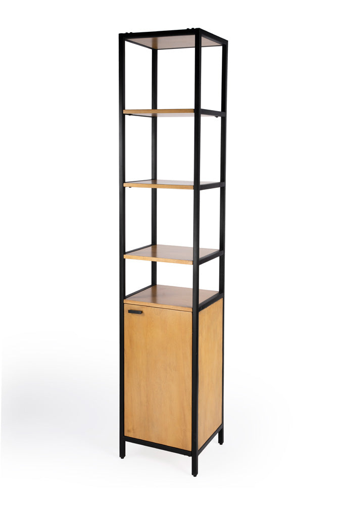 Butler Specialty Company - Hans 84.25 in. H x 17 in. W Wood & Metal Narrow Open Shelving Etagere Bookcase, Light Brown - 5556419