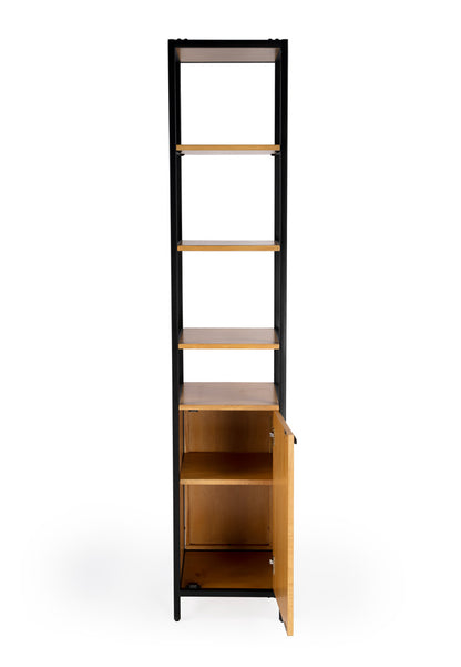 Butler Specialty Company - Hans 84.25 in. H x 17 in. W Wood & Metal Narrow Open Shelving Etagere Bookcase, Light Brown - 5556419
