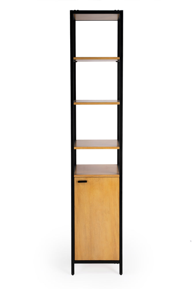 Butler Specialty Company - Hans 84.25 in. H x 17 in. W Wood & Metal Narrow Open Shelving Etagere Bookcase, Light Brown - 5556419