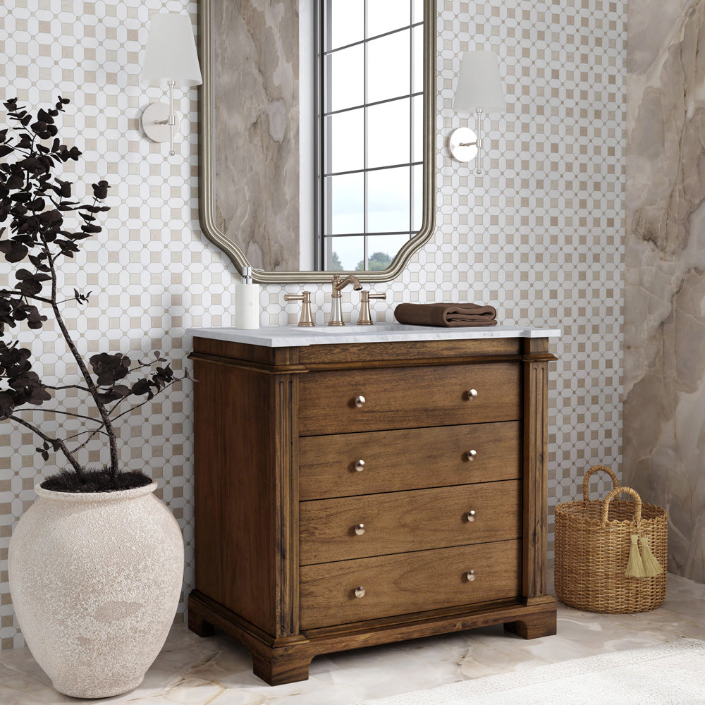 Butler Specialty Company - Hanson 36 in. W Single Marble Top Bathroom Vanity/Sink Set, Medium Brown - 5570415